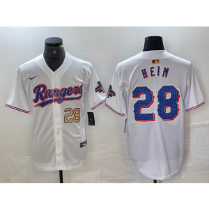 MLB Rangers 28 Jonah Heim White Gold Champion Nike Cool Base Men Jersey MLB Rangers 28 Jonah Heim White Gold Champion Nike Cool Base Men Jersey