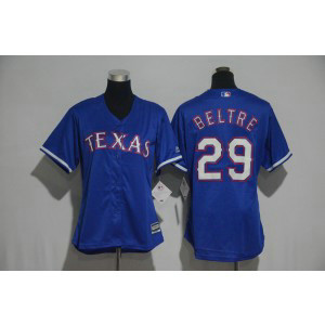 MLB Rangers 29 Adrian Beltre Blue Cool Base Women Jersey