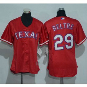 MLB Rangers 29 Adrian Beltre Red Alternate Women Jersey