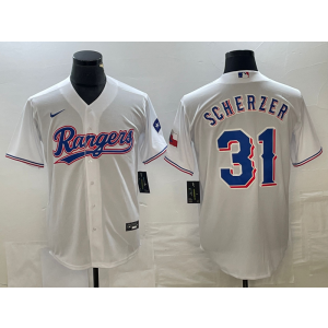 MLB Rangers 31 Max Scherzer White Nike Cool Base Men Jersey MLB Rangers 31 Max Scherzer White Nike Cool Base Men Jersey