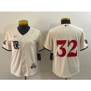 MLB Rangers 32 Evan Carter Cream City Nike Cool Base Women Jersey(Run Small) MLB Rangers 32 Evan Carter Cream City Nike Cool Base Women Jersey(Run Small)
