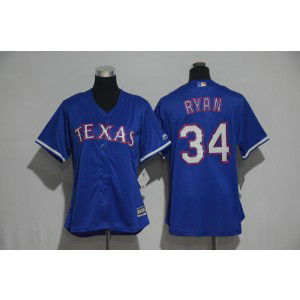 MLB Rangers 34 Nolan Ryan Blue Cool Base Women Jersey