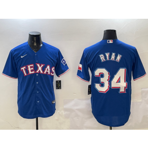 MLB Rangers 34 Nolan Ryan Blue Nike Cool Base Men Jersey
