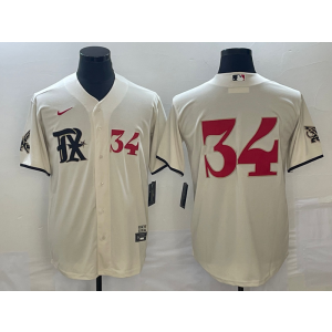 MLB Rangers 34 Nolan Ryan Cream 2021 City Connect Cool Base Men Jersey