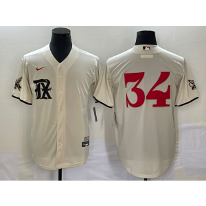MLB Rangers 34 Nolan Ryan Cream 2021 City Connect Nike Cool Base Men Jersey