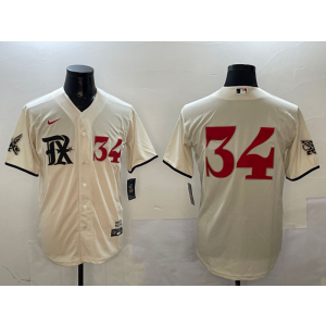 MLB Rangers 34 Nolan Ryan Cream City Nike Cool Base Men Jersey