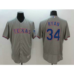 MLB Rangers 34 Nolan Ryan Grey Flexbase Men Jersey