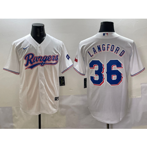 MLB Rangers 36 Langford White Nike Cool Base Men Jersey MLB Rangers 36 Langford White Nike Cool Base Men Jersey