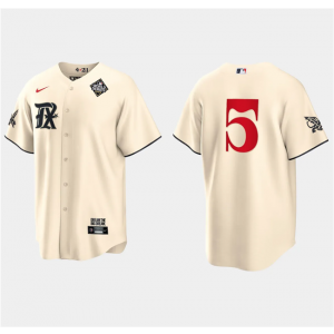 MLB Rangers 5 Corey Seager Cream 2023 World Series City Connect Nike Cool Base Men Jersey