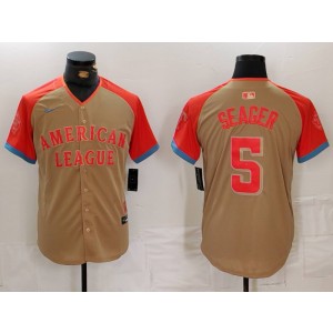 MLB Rangers 5 Seager Cream 2024 All-Star Nike Cool Base Men Jersey