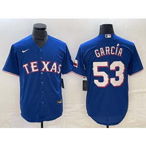 MLB Rangers 53 Adolis García Blue Nike Cool Base Men Jersey