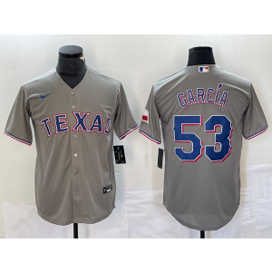 MLB Rangers 53 Adolis García Grey Nike Cool Base Men Jersey MLB Rangers 53 Adolis García Grey Nike Cool Base Men Jersey
