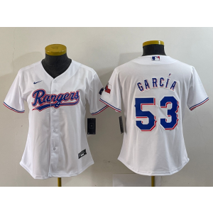 MLB Rangers 53 Adolis García White Nike Cool Base Youth Jersey