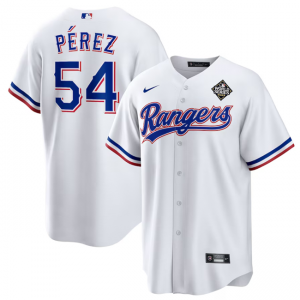 MLB Rangers 54 Martín Pérez White 2023 World Series Nike Cool Base Men Jersey