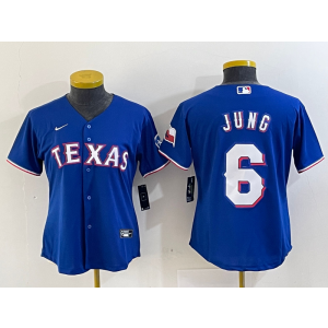 MLB Rangers 6 Josh Jung Blue Nike Cool Base Women Jersey