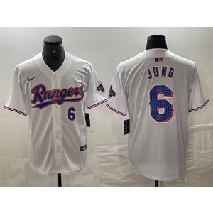 MLB Rangers 6 Josh Jung White Champion Nike Cool Base Men Jersey