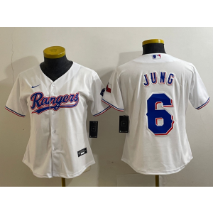 MLB Rangers 6 Josh Jung White Nike Cool Base Youth Jersey