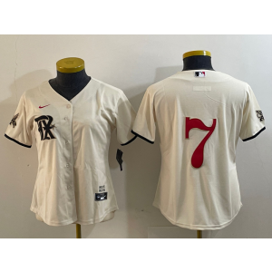 MLB Rangers 7 Ivan Rodriguez Cream Nike Cool Base Youth Jersey