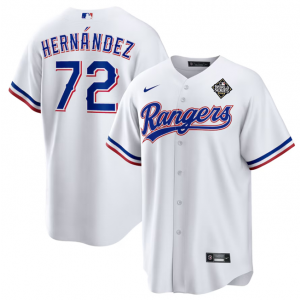 MLB Rangers 72 Jonathan Hernández White 2023 World Series Nike Cool Base Men Jersey