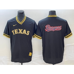 MLB Rangers Blank Black Baseball Logo Nike Throwback Men Jersey