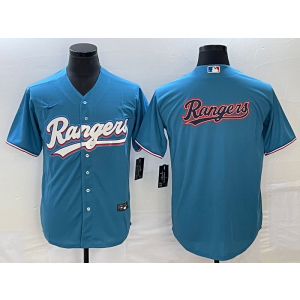 MLB Rangers Blank Blue Baseball Logo Nike Cool Base Men Jersey