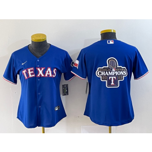 MLB Rangers Blank Blue Champion Nike Cool Base Women Jersey