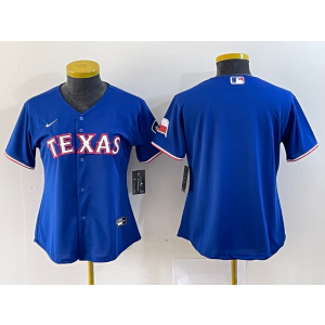 MLB Rangers Blank Blue Nike Cool Base Women Jersey