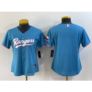 MLB Rangers Blank Blue Nike Cool Base Women Jersey