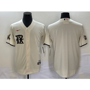 MLB Rangers Blank Cream 2021 City Connect Nike Cool Base Men Jersey