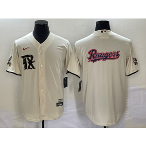MLB Rangers Blank Cream City Connect Baseball Logo Nike Cool Base Men Jersey