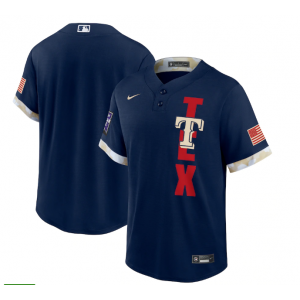 MLB Rangers Blank Navy 2021 All-Star Cool Base Men Jersey