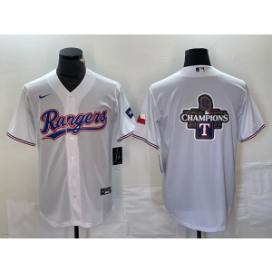 MLB Rangers Blank White 2023 Champion Nike Cool Base Men Jersey