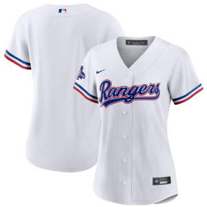 MLB Rangers Blank White 2023 World Series Champions Nike Cool Base Women Jersey(Run Small)