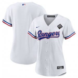 MLB Rangers Blank White 2023 World Series Nike Cool Base Women Jersey(Run Small)