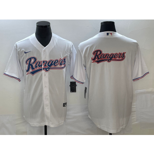 MLB Rangers Blank White Baseball Logo Nike Cool Base Men Jersey