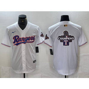 MLB Rangers Blank White Champion Nike Cool Base Men Jersey