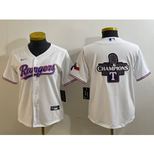 MLB Rangers Blank White Champion Nike Cool Base Women Jersey