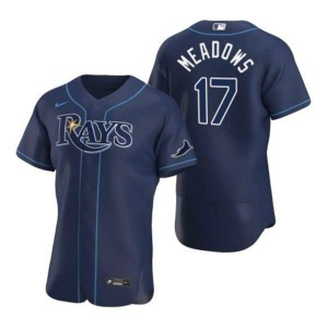MLB Rays 17 Austin Meadows Navy Nike FlexBase Men Jersey