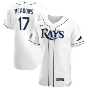 MLB Rays 17 Austin Meadows White Nike FlexBase Men Jersey