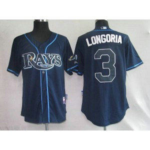 MLB Rays 3 Evan Longoria Gark Blue Men Jersey