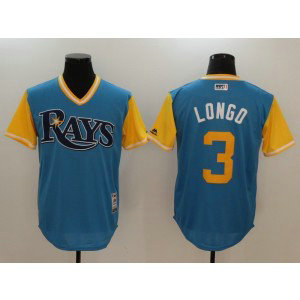 MLB Rays 3 Evan Longoria Longo Majestic Light Blue 2017 Players Weekend Men Jersey