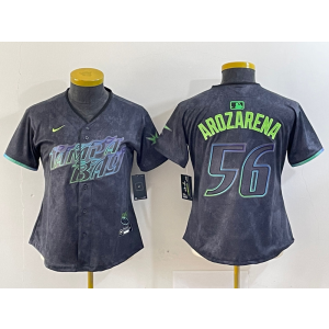 MLB Rays 56 Randy Arozarena Black City Connect Nike Cool Base Women Jersey