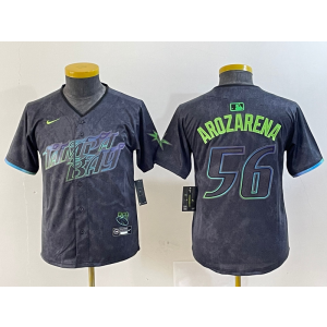 MLB Rays 56 Randy Arozarena Black City Connect Nike Cool Base Youth Jersey