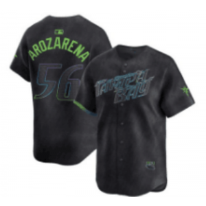 MLB Rays 56 Randy Arozarena Black City Nike Cool Base Men Jersey