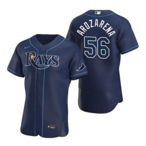 MLB Rays 56 Randy Arozarena Navy Nike FlexBase Men Jersey