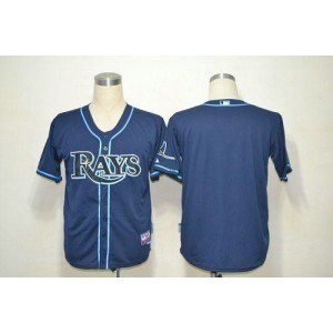 MLB Rays Blank Dark Blue Cool Base Men Jersey