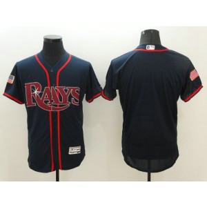 MLB Rays Blank Navy Stars and Stripes Flexbase Men Jersey