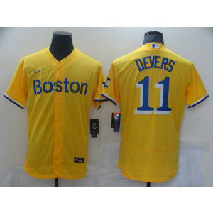 MLB Red Sox 11 Rafael Devers Yellow 2021 New Flexbase Men Jersey MLB Red Sox 11 Rafael Devers Yellow 2021 New Flexbase Men Jersey
