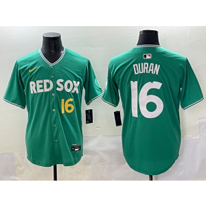 MLB Red Sox 16 Duran Green 2025 City Connect Nike Cool Base Men Jersey MLB Red Sox 16 Duran Green 2025 City Connect Nike Cool Base Men Jersey