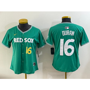 MLB Red Sox 16 Duran Green 2025 City Connect Nike Cool Base Youth Jersey